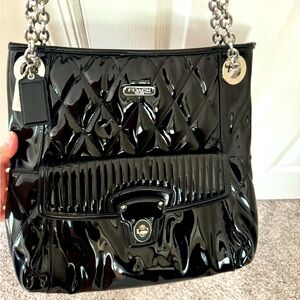 Black patent leather Coach purse